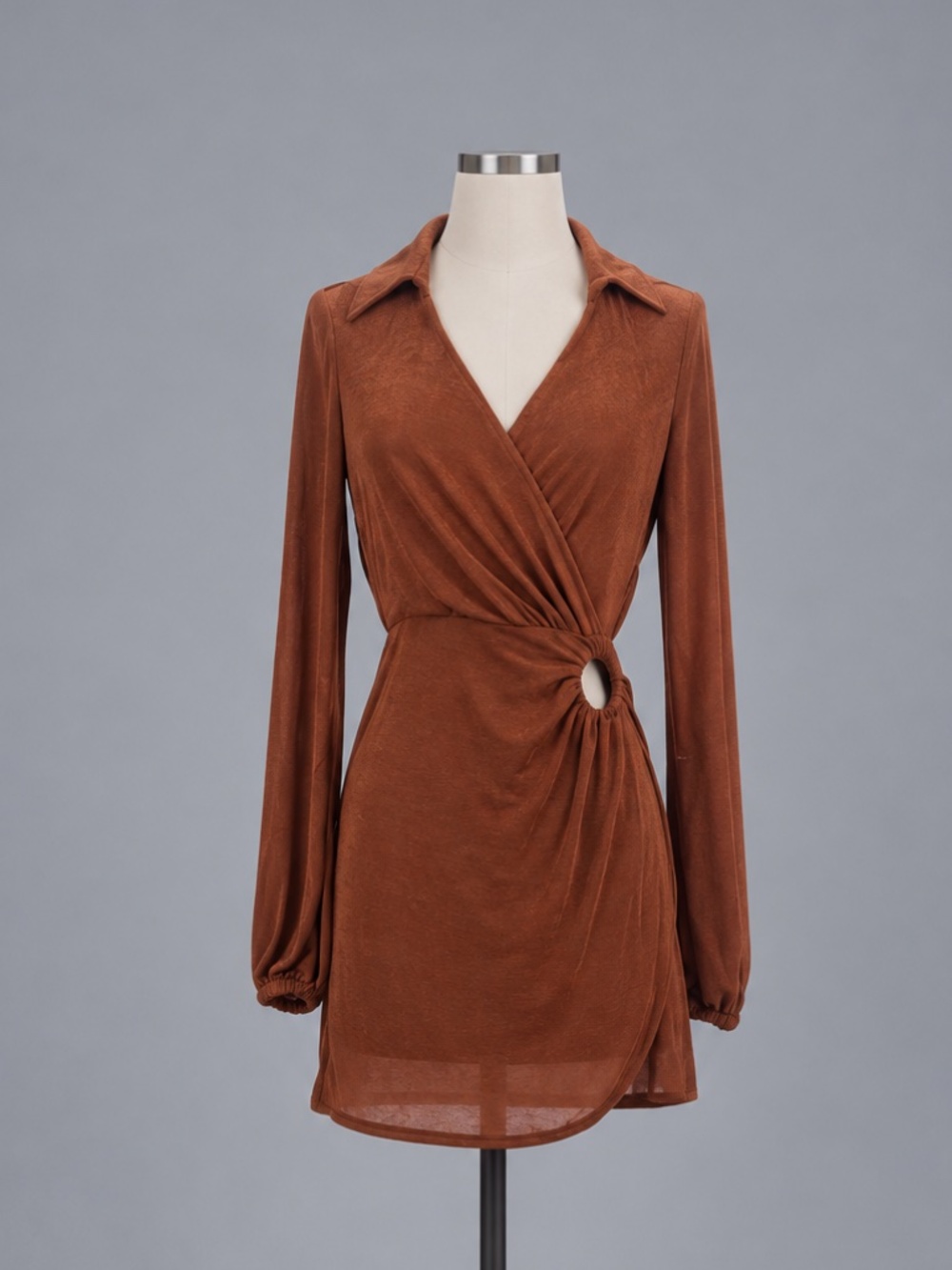 Princess Polly Rust Brown Wrap Mini Dress – Size 4 – NWT
